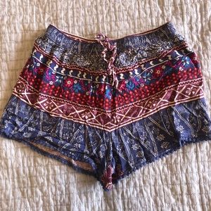 Hollister Cotton Patterned Boho Draw String Shorts